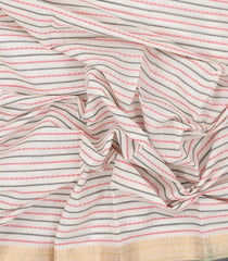 Off White Handloom Kanchi Cotton Saree With Beldari Stripes-KC1561