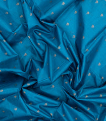 Steel Blue Woven Tussar Silk Saree With Floral Buttas-TU3582