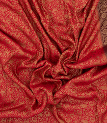 Red Woven Mysore Silk Saree With Vanasingaram Motifs & Contrast Border-MS3269
