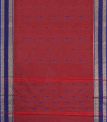 Crimson Woven Chettinad Cotton Saree With Buttas & Contrast Border-CN1919