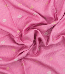 Bubblegum Pink Woven Blended Viscose Saree With Zari Checks & Buttas-BL5540