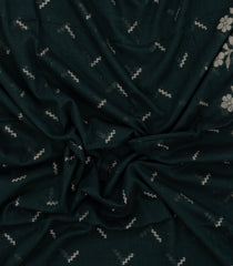 Black Handloom Bengal Cotton Saree With Chevron Buttas-BG1580