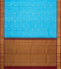 Light Blue Handloom Korvai Kanchipuram Silk Saree With Zari Buttas-KA16724
