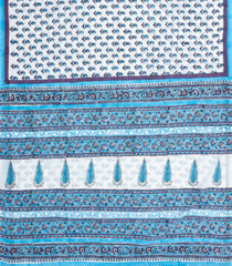 White Printed Jaipur Cotton Saree With Floral Motifs-JC1531