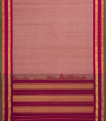 Dusty Peach Handloom Gadwal Silk Cotton Saree With Contrast Border -GA0459