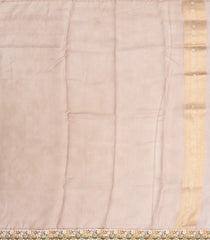 Off White Woven Fuchsia Georgette Digital Printed Saree With Embroidered Motifs & Handbag-BL3803