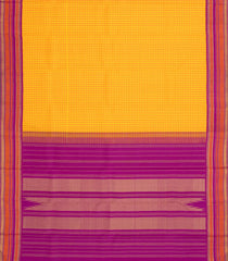 Yellow Handloom Korvai Kanchipuram Silk Saree With Silk Checks-KA13676