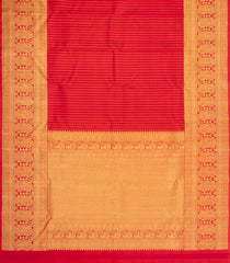 Red Handloom Kanchipuram Silk Saree With Zari Stripes-KA16066