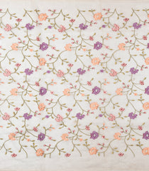 Light Peach Embroidered Synthetic Tissue Saree With Floral Motifs-SY0568