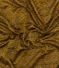 Oil Mustard Printed Chanderi Cotton Saree With Zari Border-CC1627
