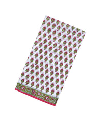 White Printed Jaipur Cotton Saree With Floral Motifs-JC1508