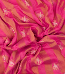 Dark & Dusty Peach Woven Blended Viscose Saree With Stripes & Bird Buttas-BL4985