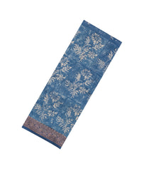 Indigo Printed Chanderi Cotton Saree With Zari Border-CC1536