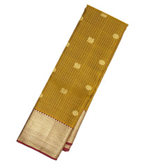 Oil Mustard Handloom Kanchipuram Silk Saree With Zari Checks & Annam Buttas-KA13011
