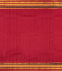 Mustard Handloom Korvai Kanchipuram Silk Saree With Crimson Border-KA15937