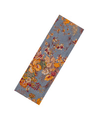 Grey Printed Pure Satin Silk Saree With Floral Motifs-PS0948