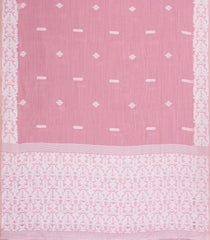 Baby Pink Woven Art Linen Saree With Floral Buttas-BL5667