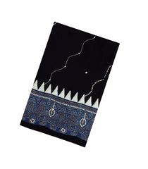 Black Printed Modal Silk Saree With Embroidered Motifs-PS0741