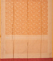 Peach Woven Blended Dupion Saree With Floral Vine Zari Motifs