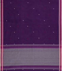 Purple Handloom Bengal Cotton Saree With Dotted Buttas-BG1854