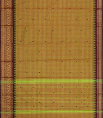 Olive Green Woven Chettinad Cotton Saree With Checks-CN1901