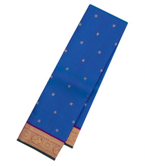 Blue Handloom Kanchipuram Silk Saree With Buttas-KA15243