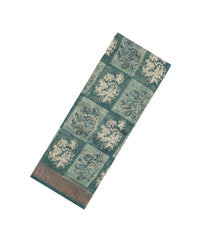 Shadow Green Printed Chanderi Cotton Saree With Zari Border-CC1510