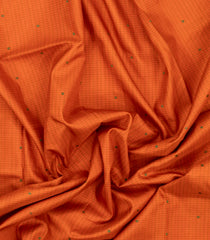 Orange Handloom Pure Silk Saree With Checks & Hand Embroidery -EN2121