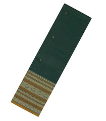 Bottle Green Handloom Kanchi Cotton Saree With Kamalam Buttas-KC1574