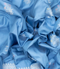 Turquoise Handloom Banarasi Ektara Weaving Silk Saree With Floral Buttas-BE1365