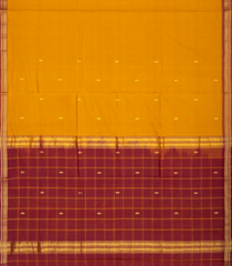 Mustard Woven Kadapa Cotton Saree With Buttas & Contrast Border-KN0665