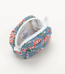 Light Blue Cotton Bagru Printed Coin Pouch With Zipper-ACS1063