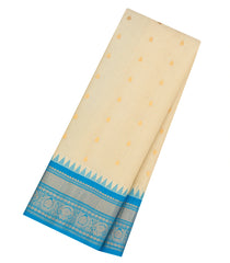 Off White Handloom Gadwal SICO Saree With Cotton Body & Silk Border-GA0411
