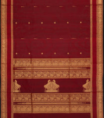Maroon Handloom Silk Cotton Saree With Buttas-SC4361