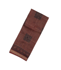 Brown Handloom Chanderi Cotton Saree With Printed Geometric Motifs-CC1215