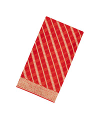 Red Woven Blended Georgette Saree With Diagonal Floral Motifs-EN1902