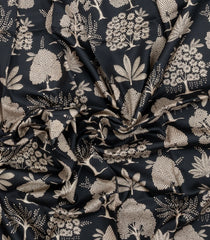 Black Printed Pure Silk Saree With Floral Motifs-PS0838