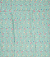 Aquamarine Woven Blended Dupion Saree With Embroidered & Printed Motifs-BL3888