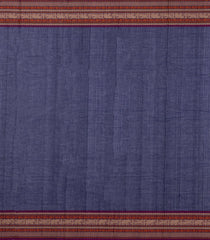 Dark Blue Handloom Kanchi Cotton Saree With Checks & Buttas-KC1708