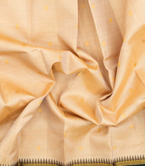 Sandal Handloom Korvai Kanchipuram Silk Saree With Buttas-KA15478