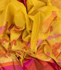 Yellow Handloom Kota Silk Saree With Meena Bird Motifs-KO1027