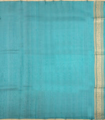 Teal Woven Pure Banarasi Organza Silk Saree With Floral Buttas-KS1160