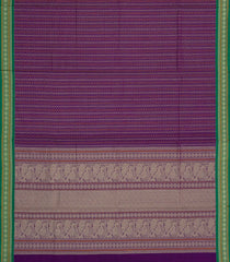 Purple Handloom Village Cotton Saree With Checks & Buttas-VC1629