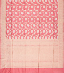 Peach Handloom Banarasi Silk Saree With Floral Vine Motifs-BE1517