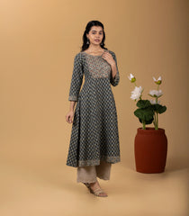 Printed Dark Grey Kurta-KR0846