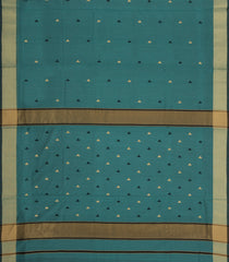 Sea Green Handloom Maheswari Silk Cotton Saree With Triangle Buttas-SC4966