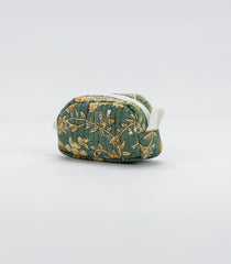 Sage Green Cotton Bagru Printed Coin Pouch With Zipper-ACS1058
