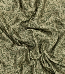 Green Printed Chanderi Cotton Saree With Floral Motifs & Zari Border-CC1657