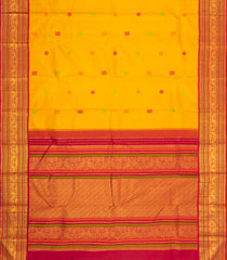 Yellow Handloom Korvai Kanchipuram Silk Saree With Silk Buttas-KA16366
