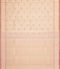 Cream Handloom Kanchipuram Silk Saree With Zari Checks & Buttas-KA15270